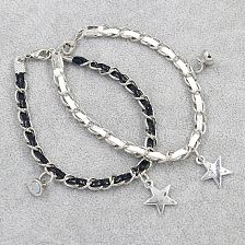 1 Pair Fashion Star Butterfly Key Alloy Magnet Polishing Hollow Out Couple Bracelets