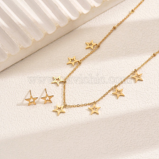 Stylish Stainless Steel Hollow Star Necklace Earrings Set