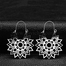 304 Stainless Steel Hollow Flower Hoop Earrings, Bohemia Earrings