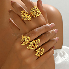 Classic European American Fashion Wheat Lucky Ring Hollow Wedding Jewelry.