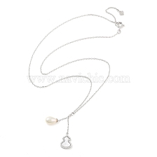 925 Sterling Silver with Shell Necklaces, Pearl and Cubic Zirconia Pendant Necklaces, Gourd