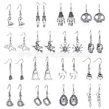 Wholesale Halloween Skull Bat Spider Earrings Set 