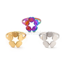 201 Stainless Steel Flower Adjustable Ring for Women