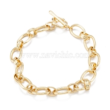 Brass Link Bracelets, Long-Lasting Plated, Oval, Real 18K Gold Plated, 8-7/8 inch(22.4cm)