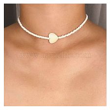 Bohemian Style Peach Heart Pearl Clavicle Chain Color Rice Bead Necklace For Women