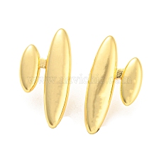 Rack Plating Brass Oval Stud Earrings, Long-Lasting Plated, Lead Free & Cadmium Free