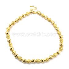 Rack Plating Brass Beaded Necklaces, Cadmium Free & Lead Free, Long-Lasting Plated, Round