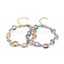 Brass Cable Chain Bracelets, with Colorful Enamel