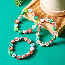 Christmas Patterned Clay Bead Bracelet, Stylish Jewelry for Daily Wear and Gifting.