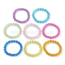 8Pcs 8 Colors 7.5mm Faceted Round Transparent Acrylic Beaded Stretch Kid Bracelets for Girls