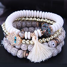 Simple Diamond Palm Bead Multi-layer Bracelet