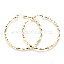 201 Stainless Steel Hoop Earrings, with 304 Stainless Steel Pin, Hypoallergenic Earrings, Dapped Ring Shape