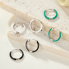 925 Sterling Silver Enamel Hoop Earrings, with 925 Stamp