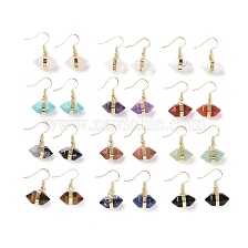 Gemstone Bullet Dangle Earrings, Golden Brass Jewelry for Women, Cadmium Free & Lead Free