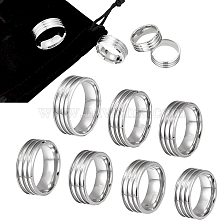 Unicraftale 7Pcs 7 Size 304 Stainless Steel Triple Grooved Finger Rings Set for Women