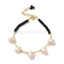 Natural Pearl & Glass & Brass Beaded Bracelet