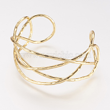 Brass Cuff Bangle, Real 18K Gold Plated, 1-3/4 inchx2-1/8 inch(48x54mm)