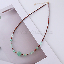 Natural Picasso Jasper Green Strawberry Crystal Necklace S925 Silver Vintage Style