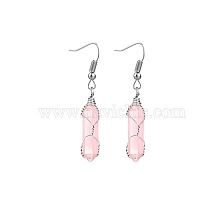 Crystal Hexagon Wire Wrapped Earrings Natural Stone Unisex European American Jewelry