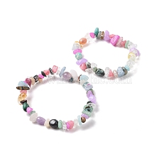 2Pcs Mixed Gemstone Chips Stretch Bracelets Set for Parent Children