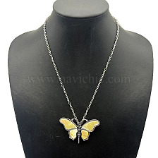 Vintage Butterfly Shell Pendant Necklace