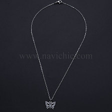 201 Stainless Steel Pendants Necklaces, with Cable Chains and Lobster Claw Clasps, Butterfly