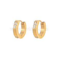 Fashionable minimalist titanium steel earrings with zirconia inlay.