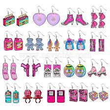 1 Pair Cartoon Style Cartoon Character Doll Heart Shape Printing Arylic Drop Earrings