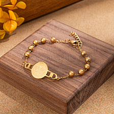 Stainless Steel Geometric Totem Round Bead Personalized Vintage Women's Bracelet