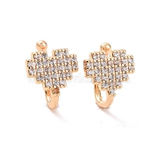 Clear Cubic Zirconia Heart Cuff Earrings, Brass Non-piercing Jewelry for Women