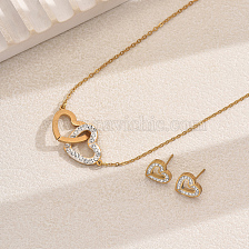 Stainless Steel Heart Necklace and Earrings Set for Women's Daily Wear