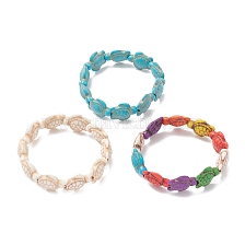 Dyed Synthetic Turquoise Tortoise Beaded Stretch Bracelet for Kids