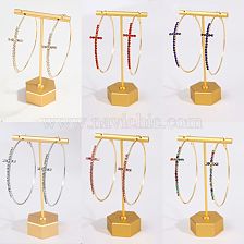 1 Pair Queen Cross Plating Inlay Alloy Zircon Hoop Earrings