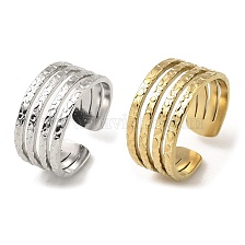 304 Stainless Steel Open Cuff Rings, Multi Lines