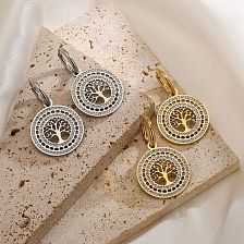 1 Pair Modern Style Tree Plating Inlay Titanium Steel Zircon 18K Gold Plated Drop Earrings