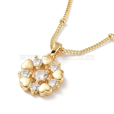 Heart Flower Brass Micro Pave Cubic Zirconia Pendant Necklaces for Women