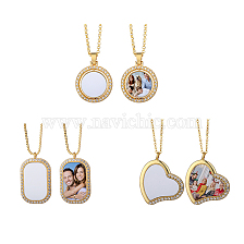 Sublimation Blank Aluminum Pendant Necklace, Alloy Blank Photo Picture Pendant Necklace for Men Women, Golden