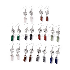 Gemstone Bullet with Vortex Dangle Earrings, Platinum Brass Long Drop Earrings for Women, Cadmium Free & Lead Free