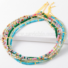 Simple Design Natural Turquoise Colorful Beaded Necklace Non-fading