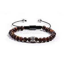 Natural stone bracelet with alloy lantern beads, obsidian and tiger eye.