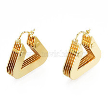 Brass Multi-Layer Triangle Hoop Earrings for Women, Nickel Free