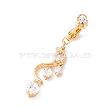 Wave Cubic Zirconia Charm Belly Ring, Clip On Navel Ring, Non Piercing Jewelry for Women