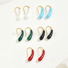 Vintage Minimalist Stainless Steel Water Drop Earrings, Various Colors, Versatile Wear.