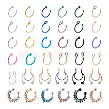 Craftdady 36Pcs 36 Style Alloy & 316L Surgical & 304 Stainless Steel Nose Ring & Nose Stud Set, Ring Shape Piercing & Non-Piercing Body Jewelry for Her