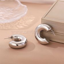 1 Pair Simple Style C Shape Stainless Steel Titanium Steel Plating Ear Studs