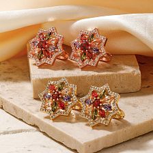 Elegant and Luxurious Autumn Winter Colorful Zircon Flower Stud Earrings