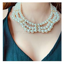 Elegant Geometric Imitation Pearl Beaded Layered Pearl Necklace