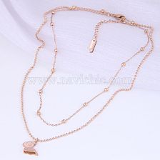 Simple Butterfly Bead Double Titanium Steel Necklace Wholesale 