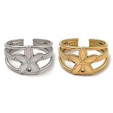 304 Stainless Steel Open Cuff Rings, Flower