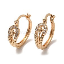 Brass Micro Pave Cubic Zirconia Hoop Earrings, Flower